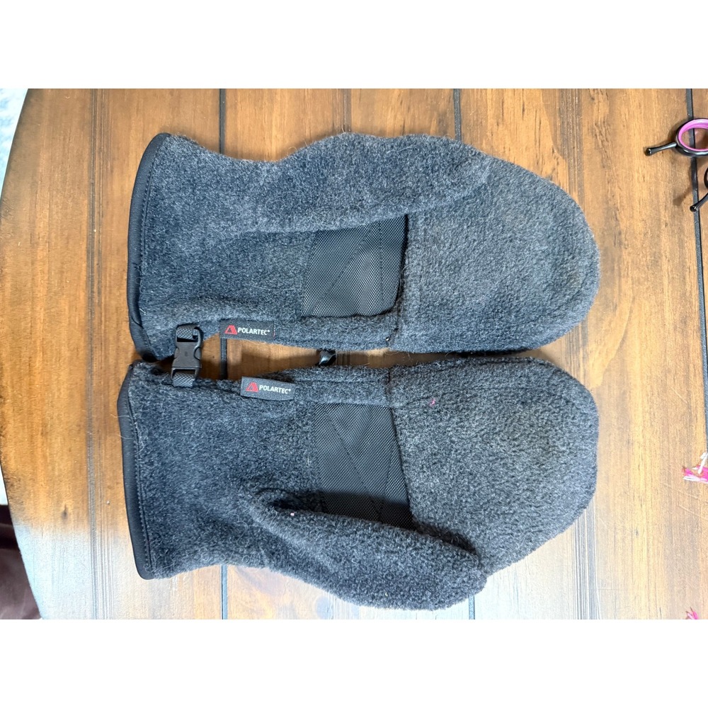 Polartec Fleece Convertible Mittens Charcoal Gray Fingerless Gloves Winter Gear